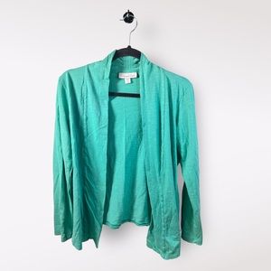 Coldwater Creek Green Long Sleeve Open Tunic Lightweight Sz Small (6-8)